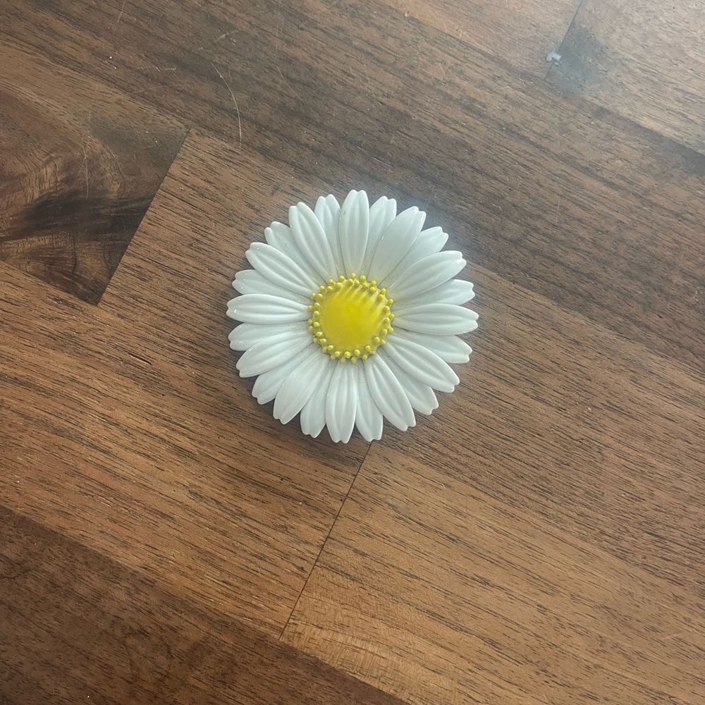 White and Yellow Daisy Brooch